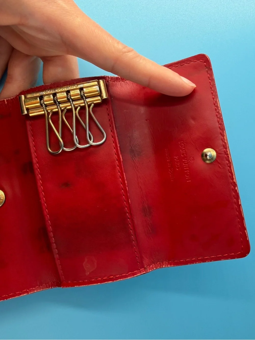 Louis Vuitton LV Gucci Project Wallet Bundle Flaws Monogram Vernis Red Key